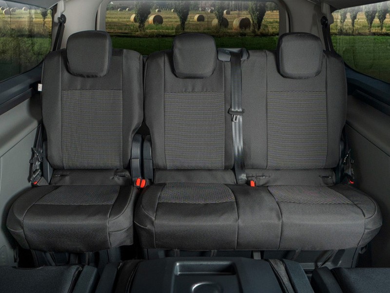 Тапицерия Kegel Tailor Made за трети ред седалки 1+2 на Ford Tourneo Custom, Volkswagen T7 след 2024 година, черна със сиво