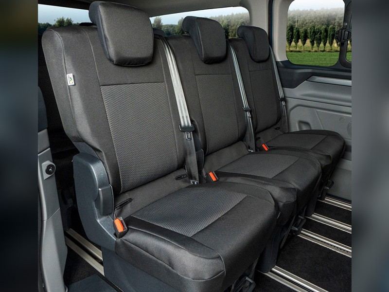 Тапицерия Kegel Tailor Made за втори ред седалки 1+1+1 на Ford Tourneo Custom, Volkswagen T7 след 2024 година, черна със сиво