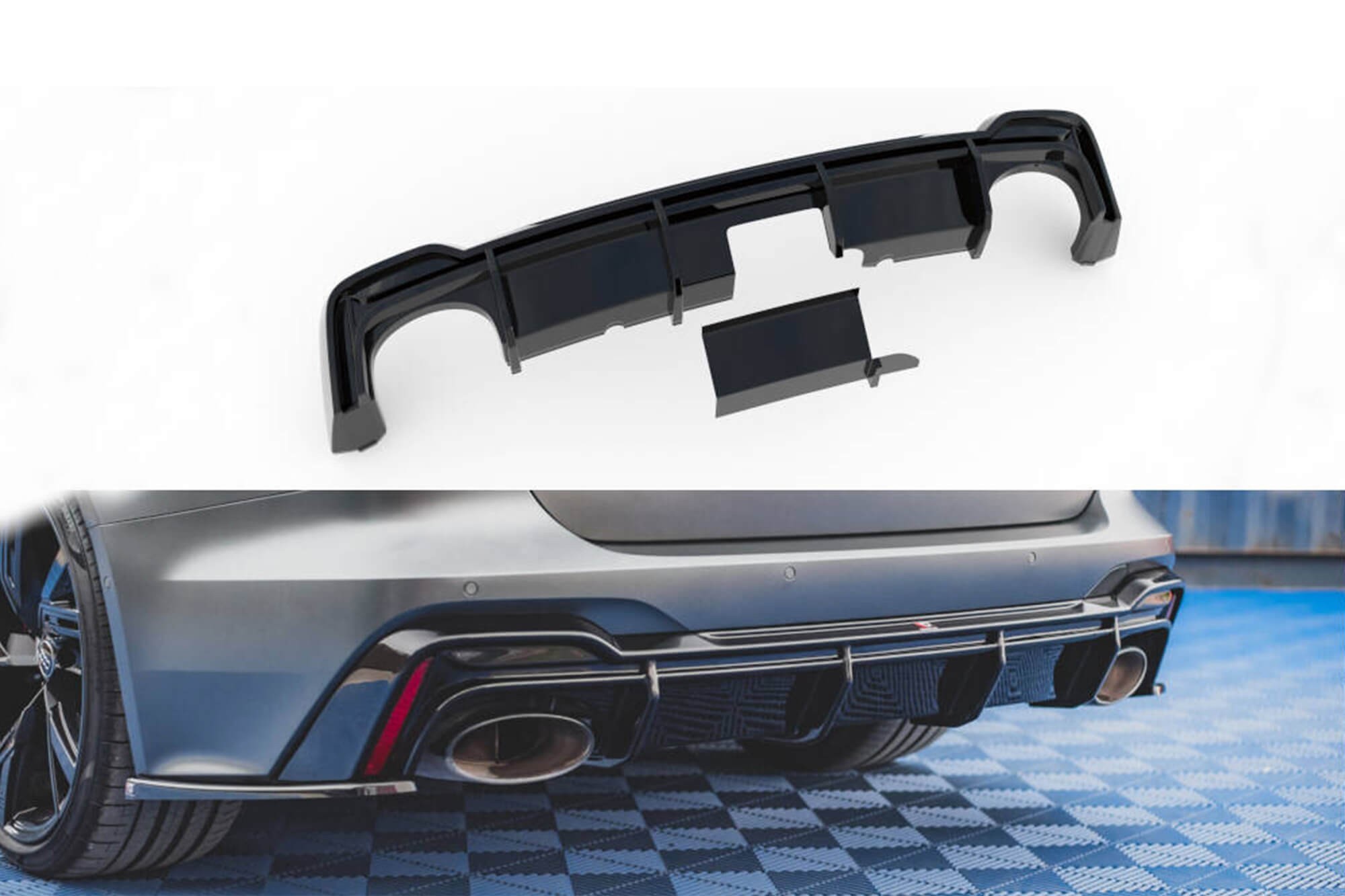 Дифузьор Maxton Design за задна RS6, RS7 броня на Audi RS6, RS7 C8 2019-2023, черен лак