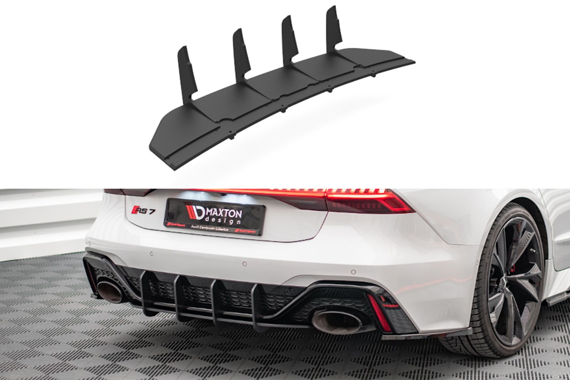 Добавка Maxton Design тип Street Pro за дифузьор на задна RS броня за Audi RS7 C8, RS6 C8 след 2019 година