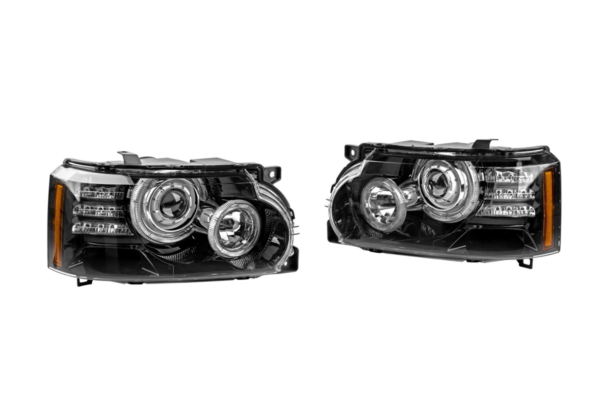Комплект тунинг фарове за Range Rover Vogue L322 2002-2009 с черна основа , ляв и десен