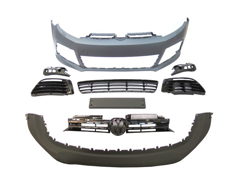 Предна броня тип R20 за VW GOLF VI 2008-2013 без PDC/без DRL/с черна решетка/с пръскалки
