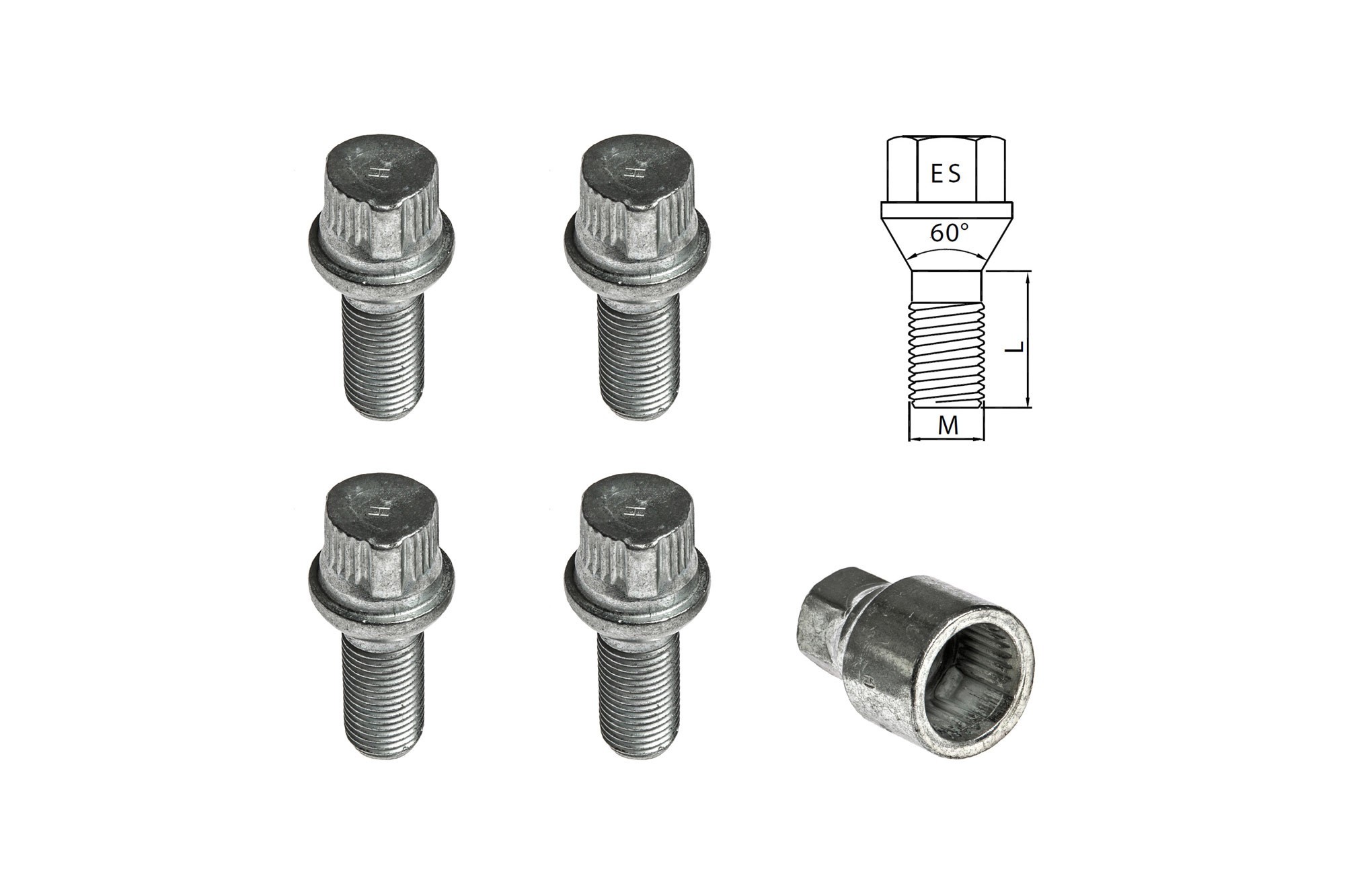 Комплект секретни болтове Farad серия Locky М14 Х 1.5/L28/R13/ES17