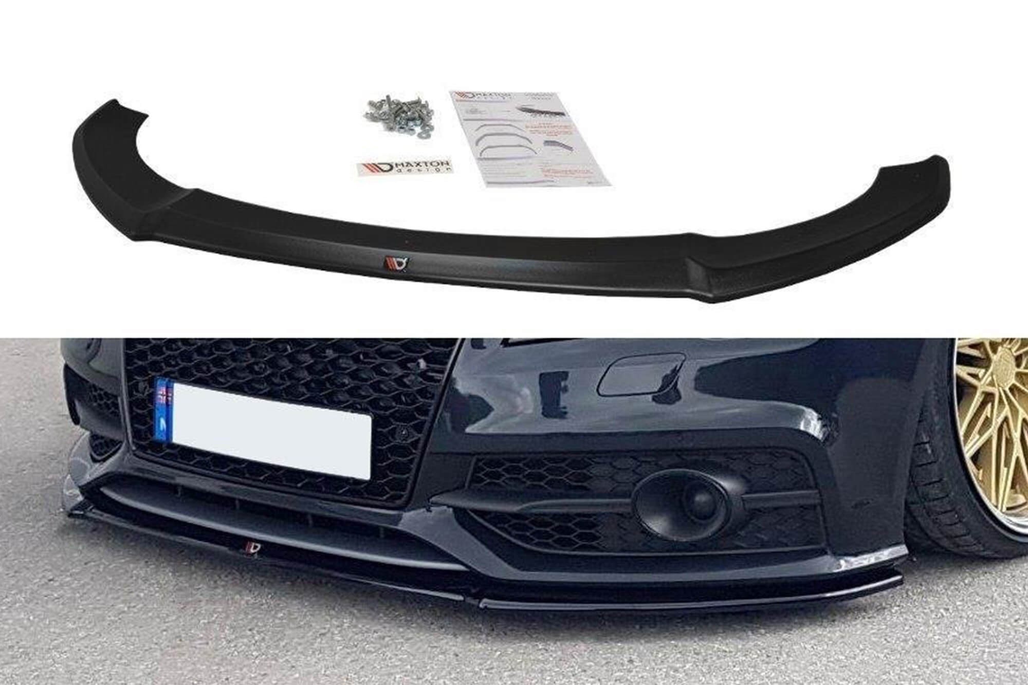 Спойлер Maxton Design версия 1 за предна S7, S-Line броня на Audi A7 C7 2010-2014, черен лак