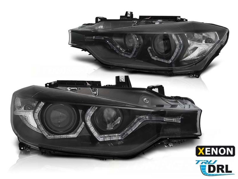 Комплект тунинг ксенонови фарове за BMW серия 3 F30,F31 2011-2015 с черна основа, ляв и десен за модели без AFS функция