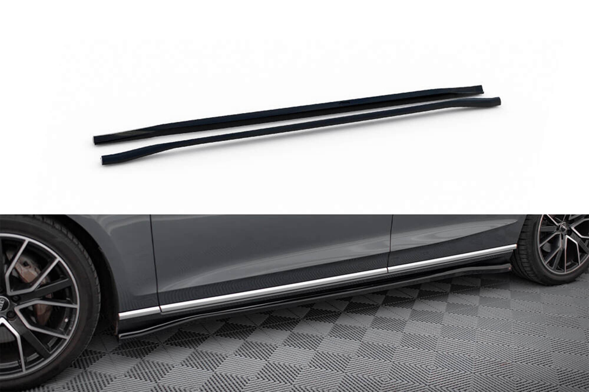 Добавки Maxton Design за прагове на Audi A8 D5 2017-2021, черен лак