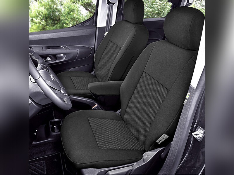 Тапицерия Kegel Tailor Made за две единични седалки на Peugeot Rifter, Partner, Citroen Berlingo, Opel Combo E, Toyota Proace City Van след 2019 година, черни с шарка