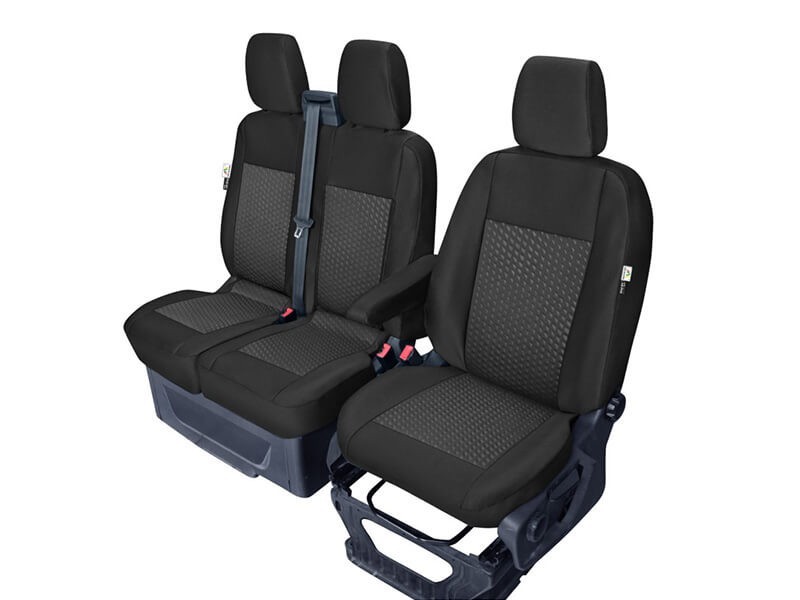 Тапицерия Kegel Tailor Made за единична + двойни седалки на Ford Transit след 2014 година, черни с шарка
