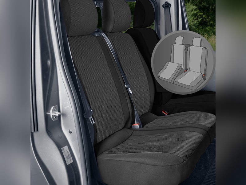 Тапицерия Kegel Tailor Made за двойна седалка на Renault Trafic, Opel Vivaro, Fiat Talento, Nissan NV300 след 2014 година, черна със сиво
