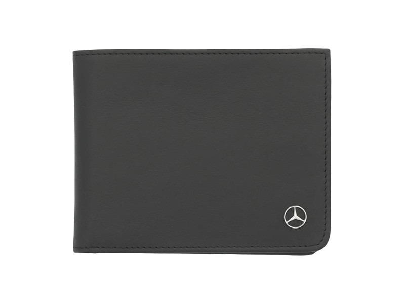 Кожен портфейл Mercedes с декоративно метално лого и RFID защита