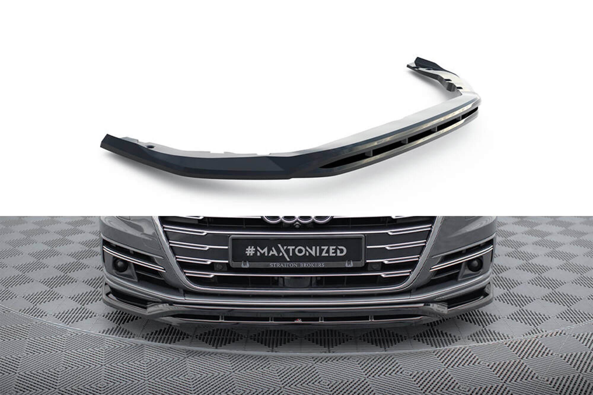 Спойлер Maxton Design за предна броня на Audi A8 D5 2017-2021, черен лак