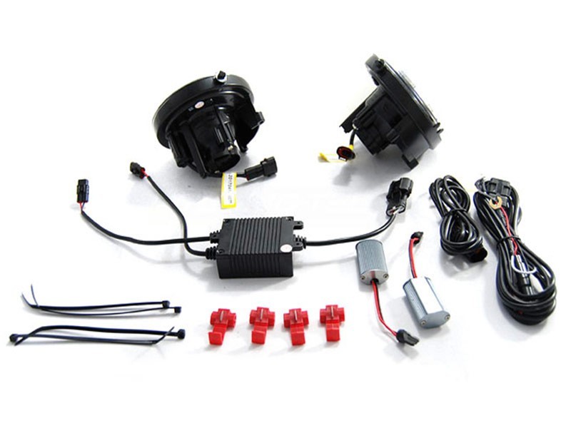 Комплект халогени с ангелски очи за Mini Cooper R55/R56/R57/R58/R59/R60 хром, ляв + десен