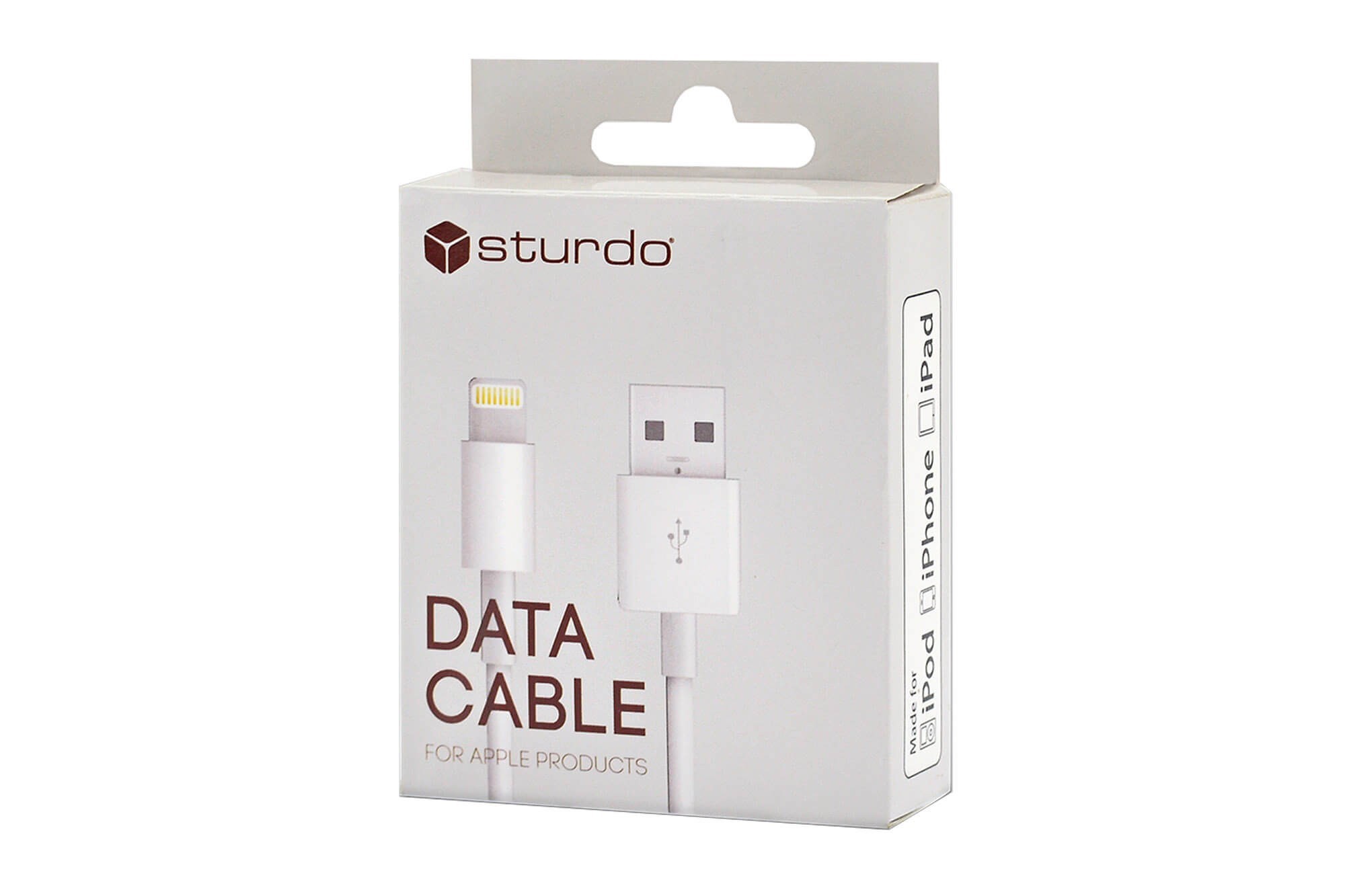 Бял USB Кабел Sturdo за Iphone, MFI Lightning, 1м
