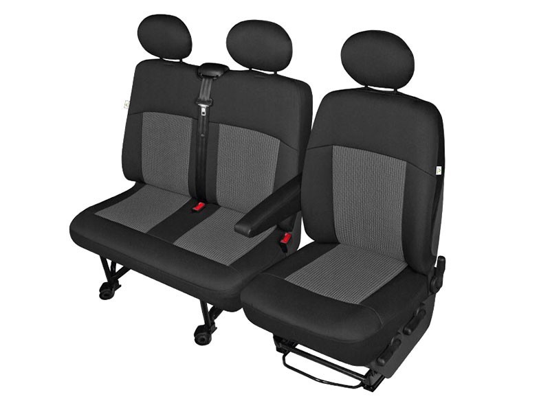Тапицерия Kegel за седалки на Fiat Ducato, Citroen Jumper, Peugeot Boxer за единична + двойна седалка, черна със сиво