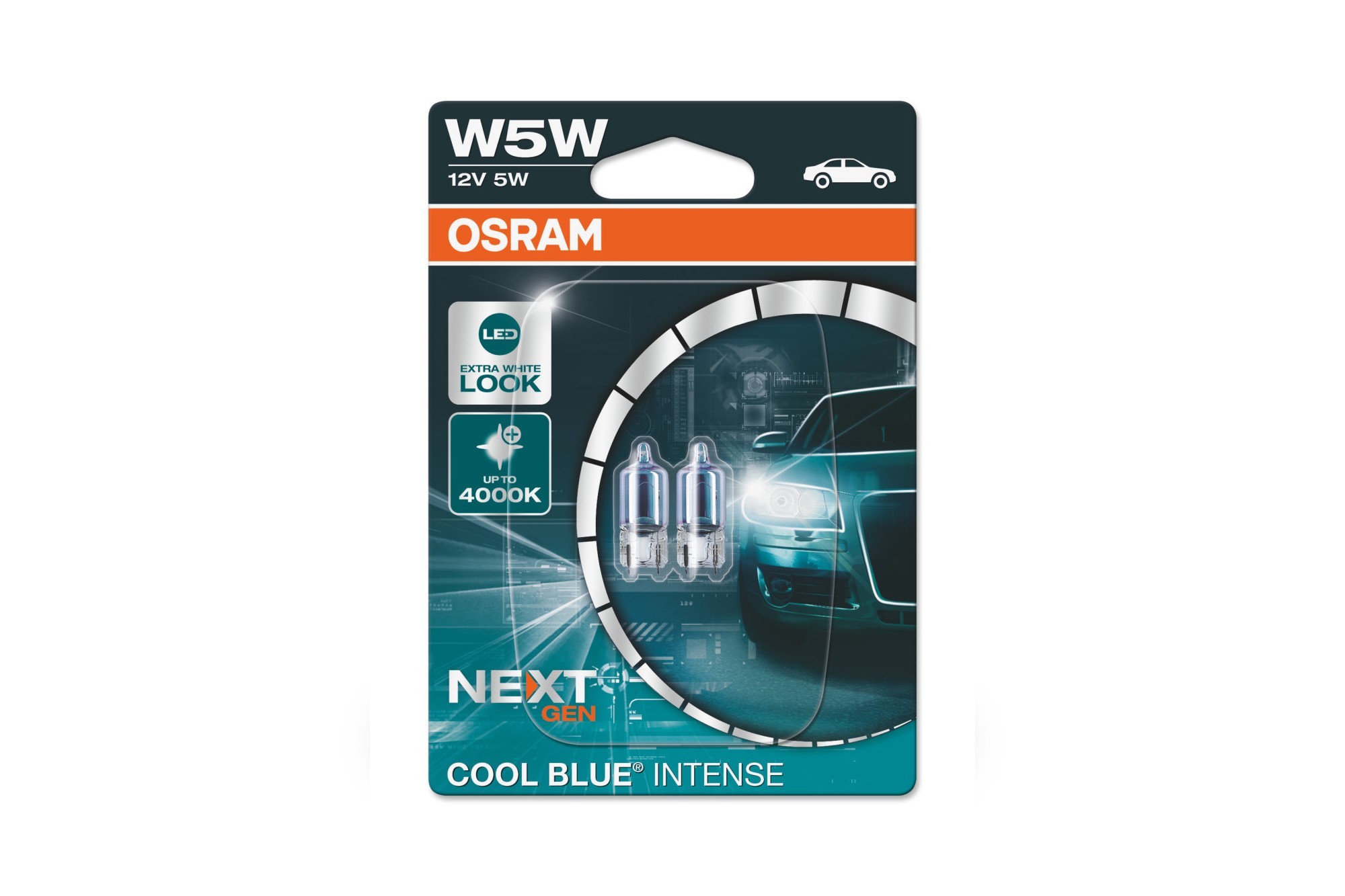 Комплект 2 броя халогенни крушки W5W Osram Cool Blue Intense Next Gen 12V, 5W, W2.1x9.5d, 3700K, 50lm