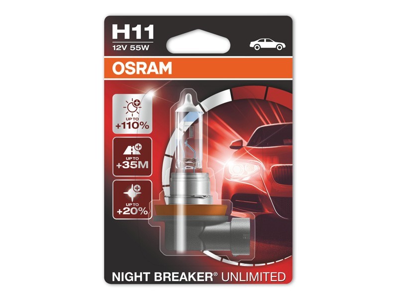 Халогенна крушка Osram H11 Night Breaker Unlimited 12V, 55W, PGJ19-2, 1 брой