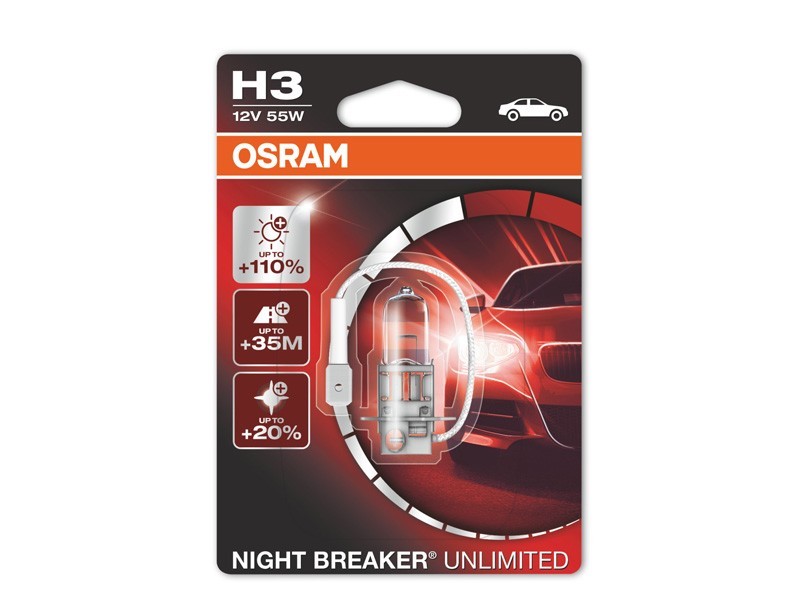 Халогенна крушка Osram H3 Night Breaker Unlimited 12V, 55W, PK22s, 1 брой