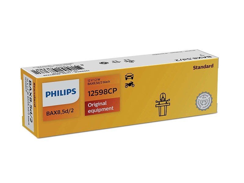Крушка за табло Philips B8.5D/2 Standard черна 12V, 1.2W, B8.5D/2, 1 брой
