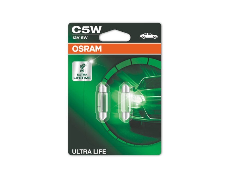 Комплект 2 броя халогенни крушки Osram C5W Ultra Life 12V, 5W, SV8.5-8, 36 мм