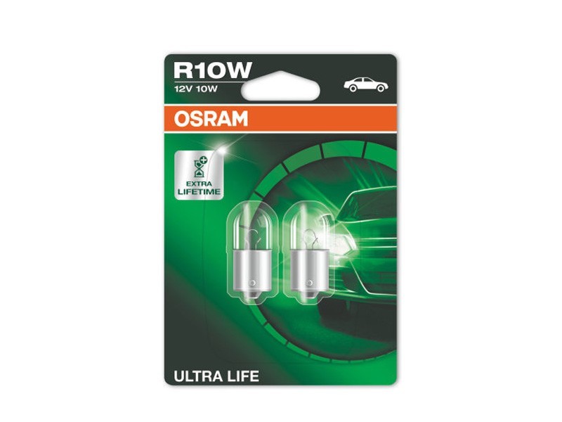 Комплект 2 броя халогенни крушки Osram R10W Ultra Life 12V, 10W, BA15s