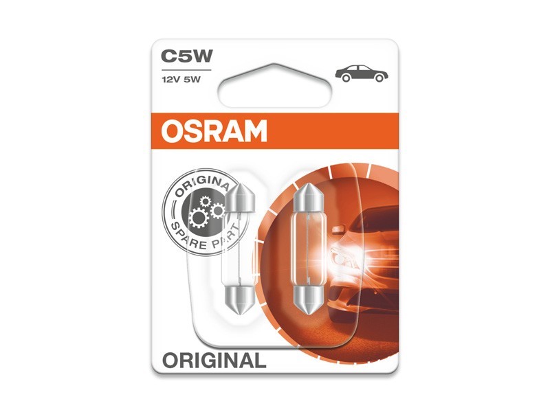 Комплект 2 броя халогенни крушки Osram C5W Original 36mm, 12V, 5W, SV8.5-8