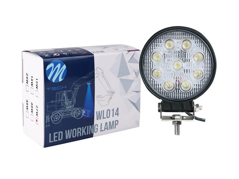LED бар M-tech Work Light кръгъл с 9 диода 10-30V, 27W, 6000K, 1700lm, 137x120x68mm, 1 брой