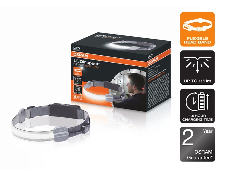 LED професионална сервизна лампа Osram LEDinspect Flexible Head Torch 6500K, 115lm с вградена 1000mAh батерия