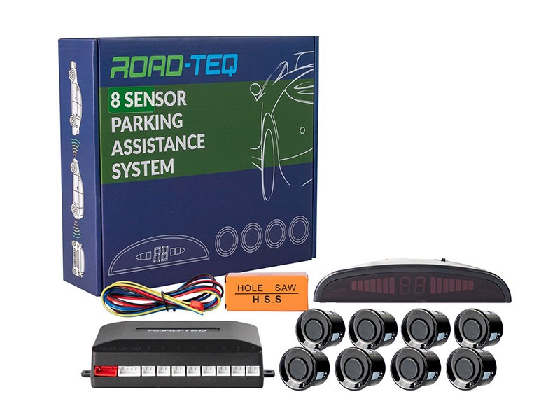 Парктроник система M-tech с LED дисплей, 8 черни датчика, 22mm