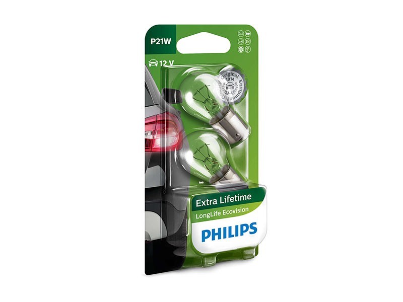Халогенна крушка Philips P21W LongLife EcoVision 12V, 21W, BA15S, 1 брой