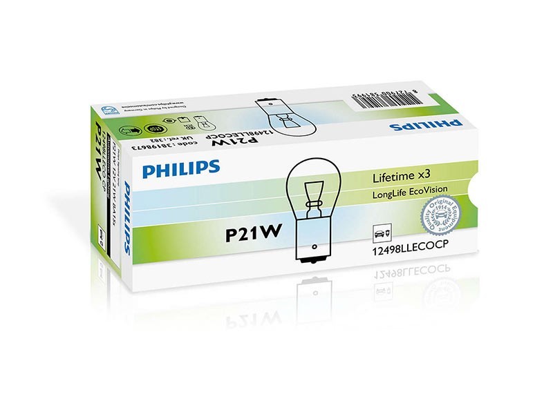 Халогенна крушка Philips P21W LongLife EcoVision 12V, 21W, BA15S, 1 брой