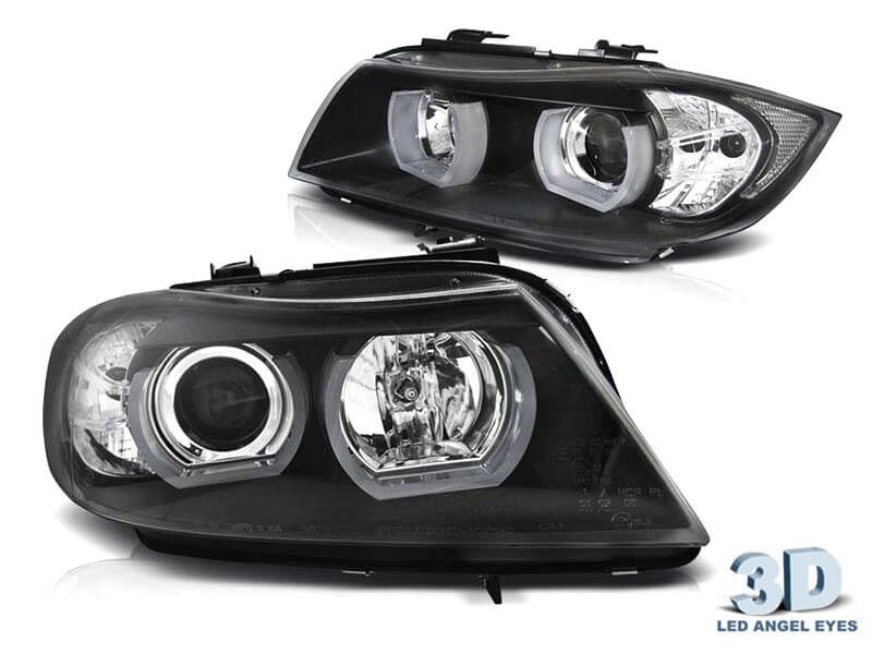 Комплект тунинг фарове за BMW серия 3 E90,E91 2005-2008 с черна основа, ляв и десен