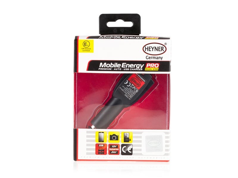 Двойно USB зарядно устройство Heyner за телефон 12/24V 1000mA