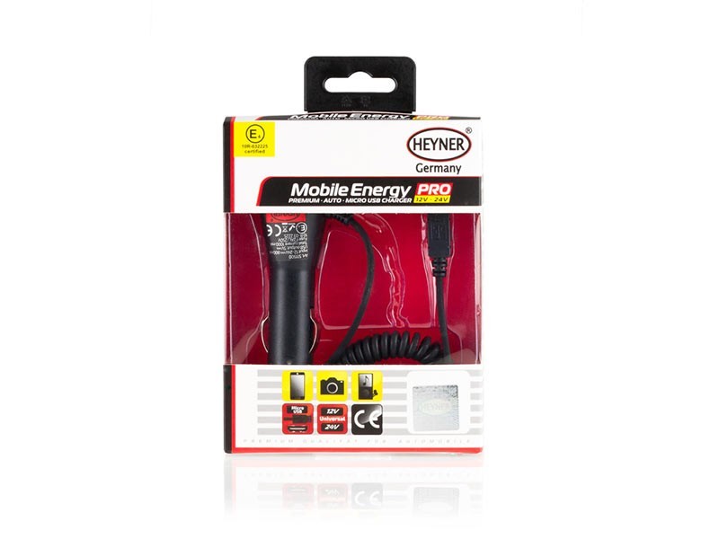 USB зарядно устройство Heyner с кабел 12/24V 1000mA