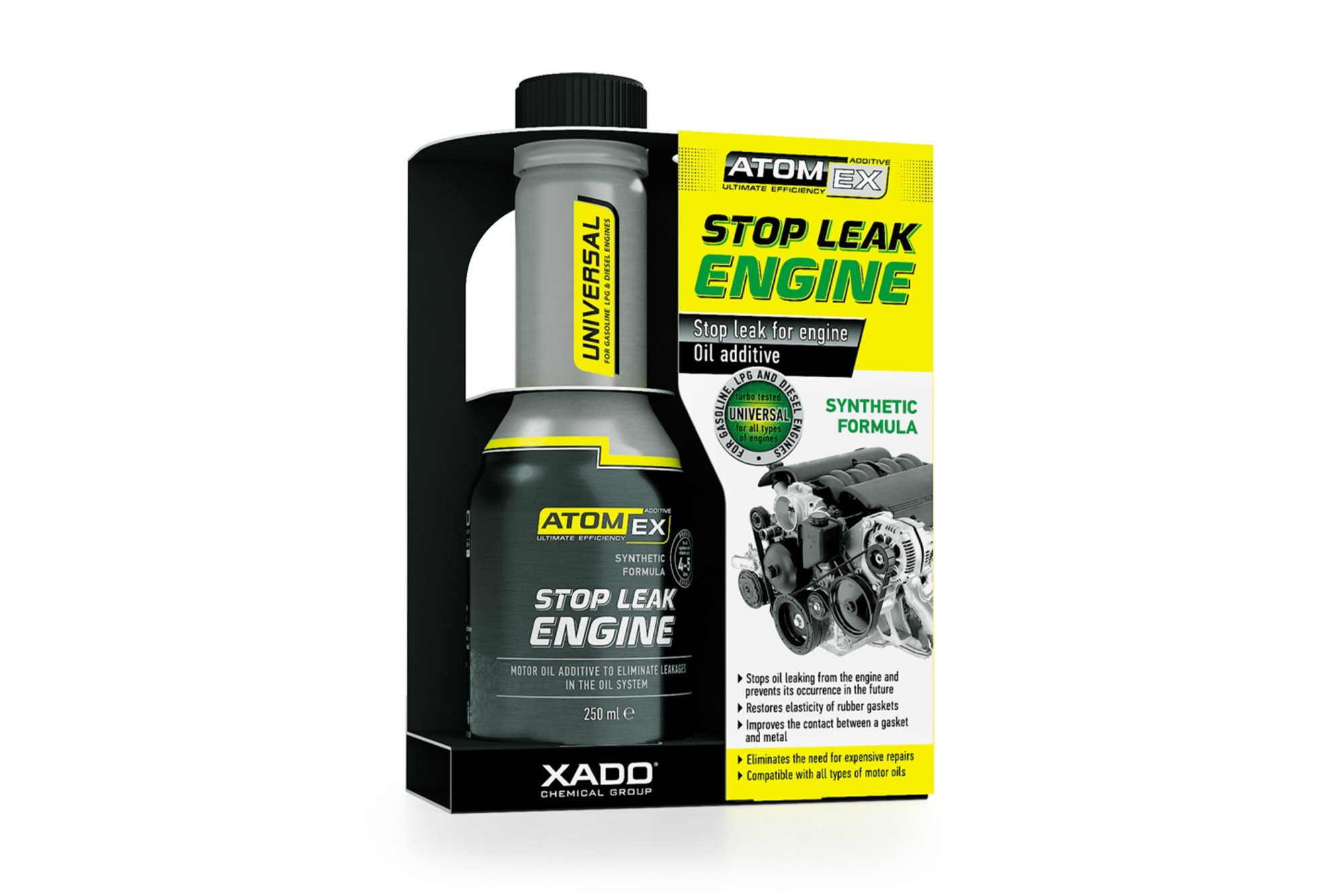 Добавка Xado Atomex Stop Leak за спиране на течове на двигателя 250ml