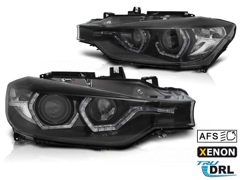 Комплект тунинг ксенонови фарове за BMW серия 3 F30,F31 2011-2015 с черна основа, ляв и десен за модели с AFS функция