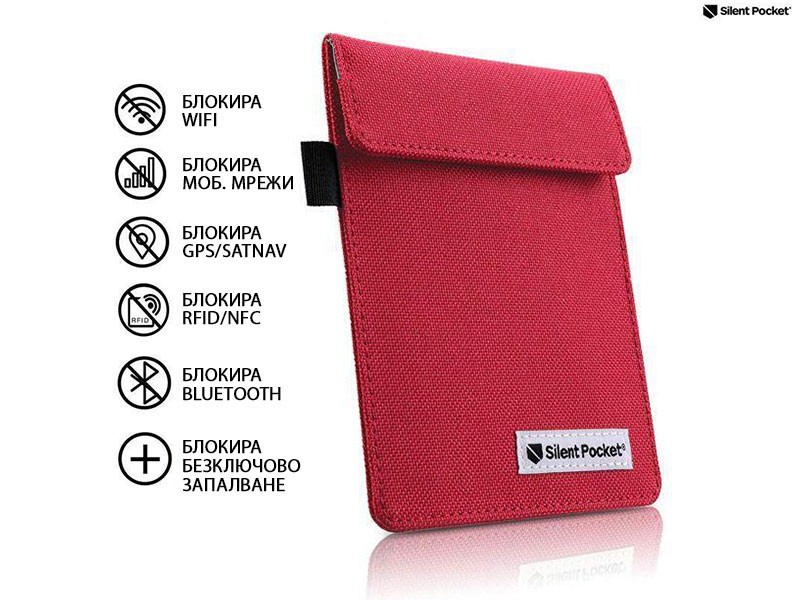 Защитен калъф Silent Pocket модел RFID за автомобилен ключ, червен