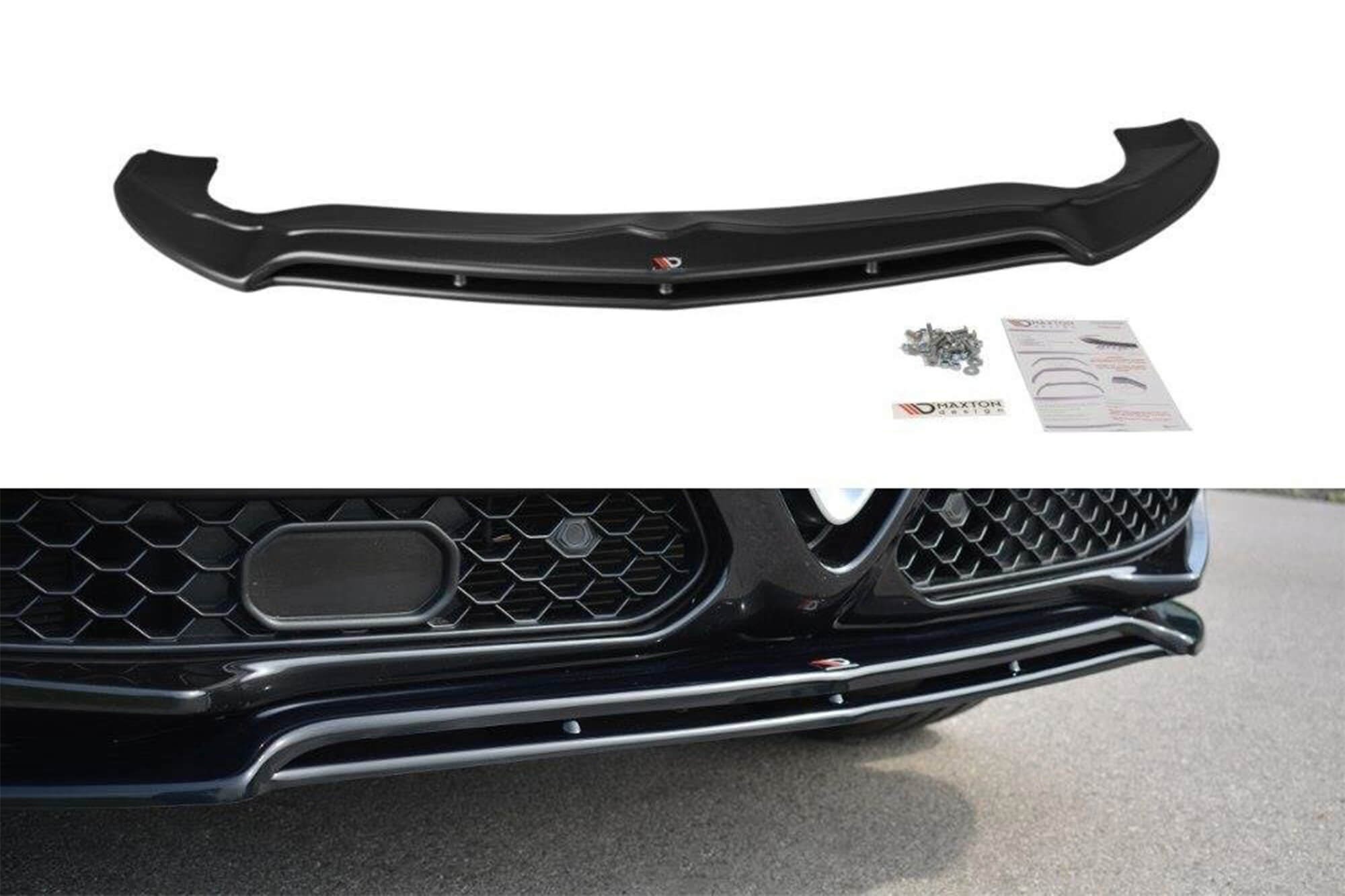 Спойлер Maxton Design версия 2 за предна броня на Alfa Romeo Stelvio 2016-2020, черен лак