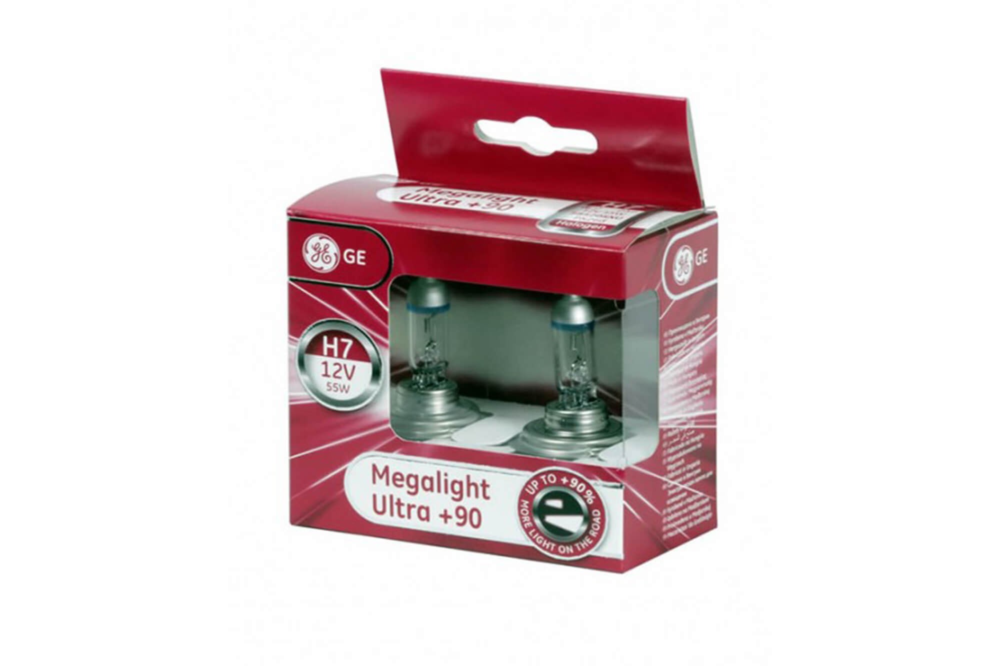 Комплект 2 броя халогенни крушки General Electric, серия Mega Light Ultra +90 H7, 12V, 55W, PX26d
