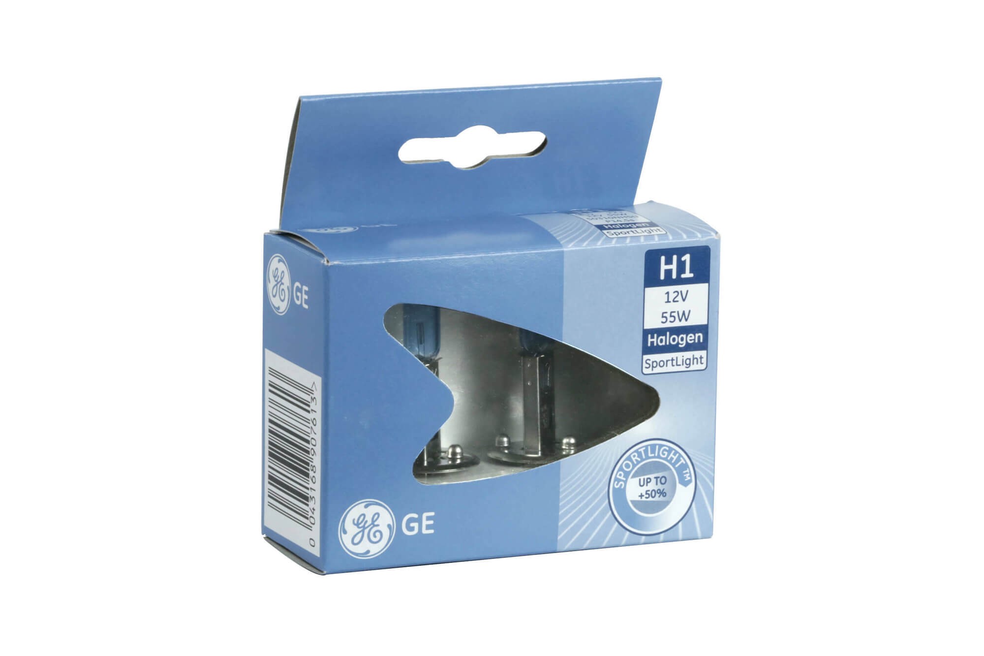 Комплект 2 броя халогенни крушки General Electric, серия Sport Light +50 H1, 12V, 55W, P14.5s