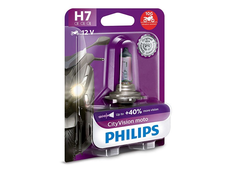 Халогенна крушка Phlips H7 City Vision Moto 12V, 55W, PX26d, 1 брой