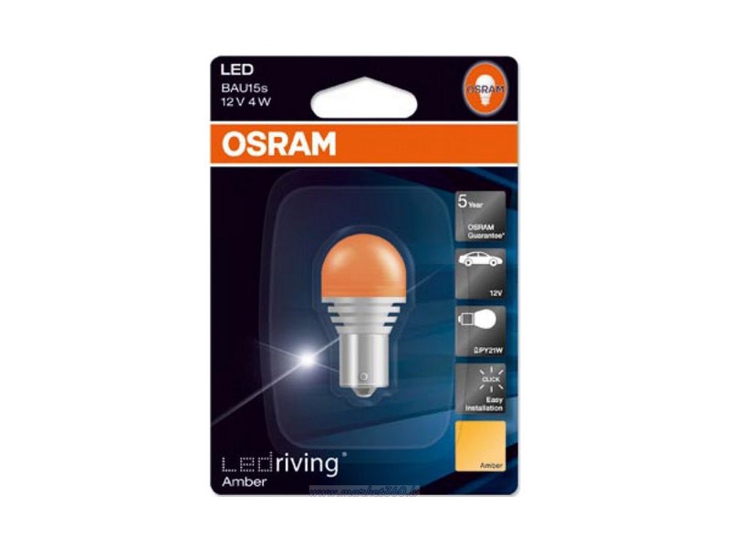 LED лампа Osram тип PY21W жълта, 12V, 4W, BA15s, 1 брой