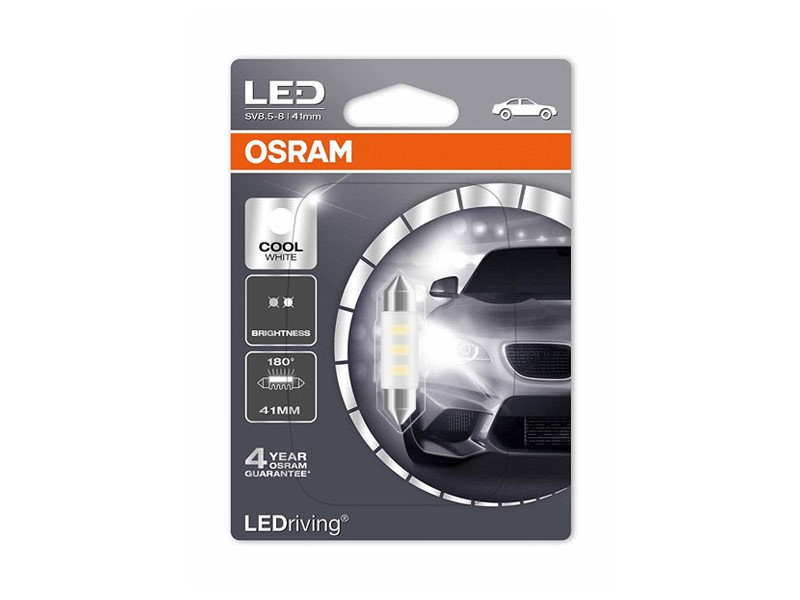 LED лампа Osram тип C5W 41mm., студено бяла, 6000K, 12V, 0.5W, SV8.5-8, 1 брой