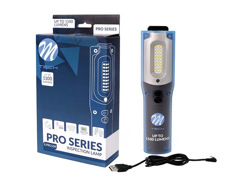 LED сервизна лампа M-tech PRO с двойна светлина 1100 lm + 200 lm, 5700K, USB-C