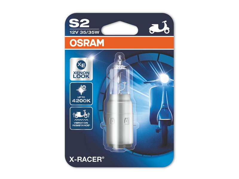 Халогенна крушка Osram S2 Moto X-Racer 12V, 35/35W, BA20d, 1 брой
