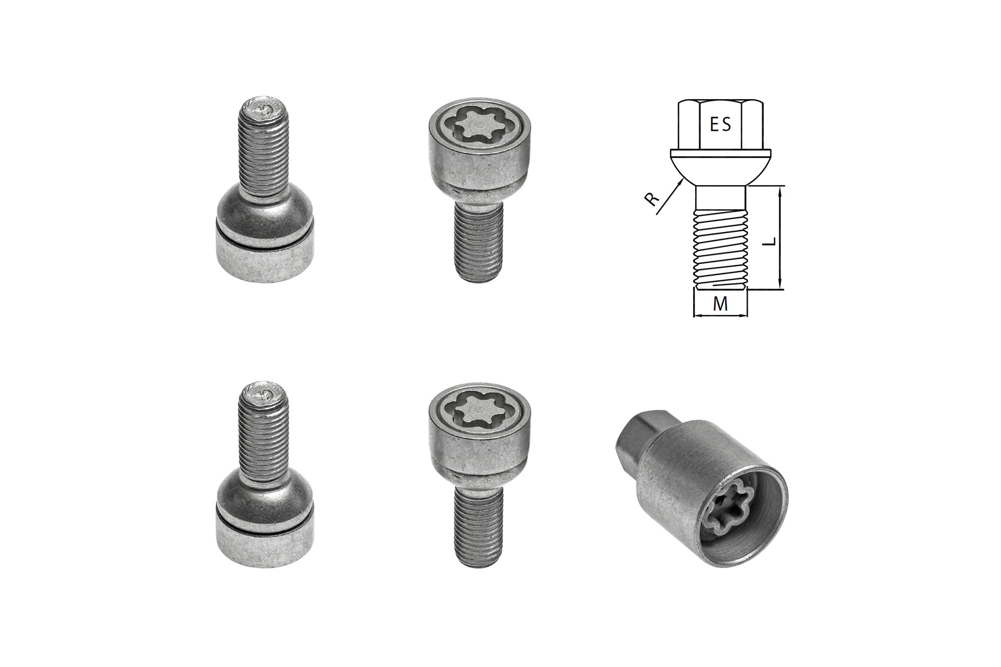 Комплект секретни болтове Farad серия Starlock М12 Х 1.5/L24/R13/ES17