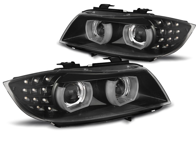 Комплект тунинг ксенонови фарове за BMW серия 3 E90, E91 2009-2011 с черна основа , ляв и десен за модели без AFS функция