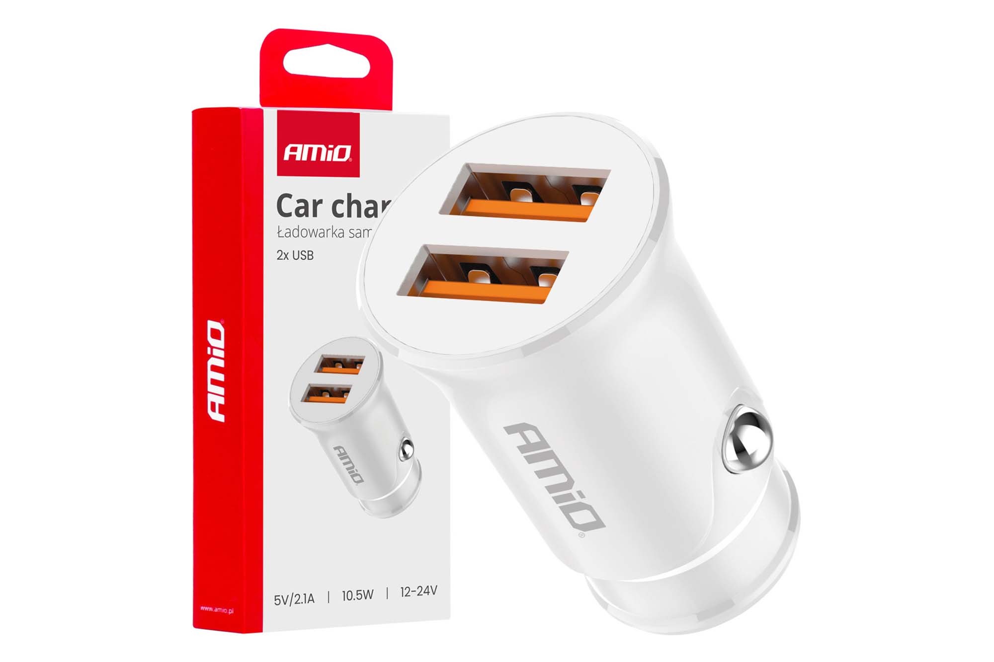 Зарядно Amio за запалка с 2 USB порта 12/24V, 10.5W, 2.1A