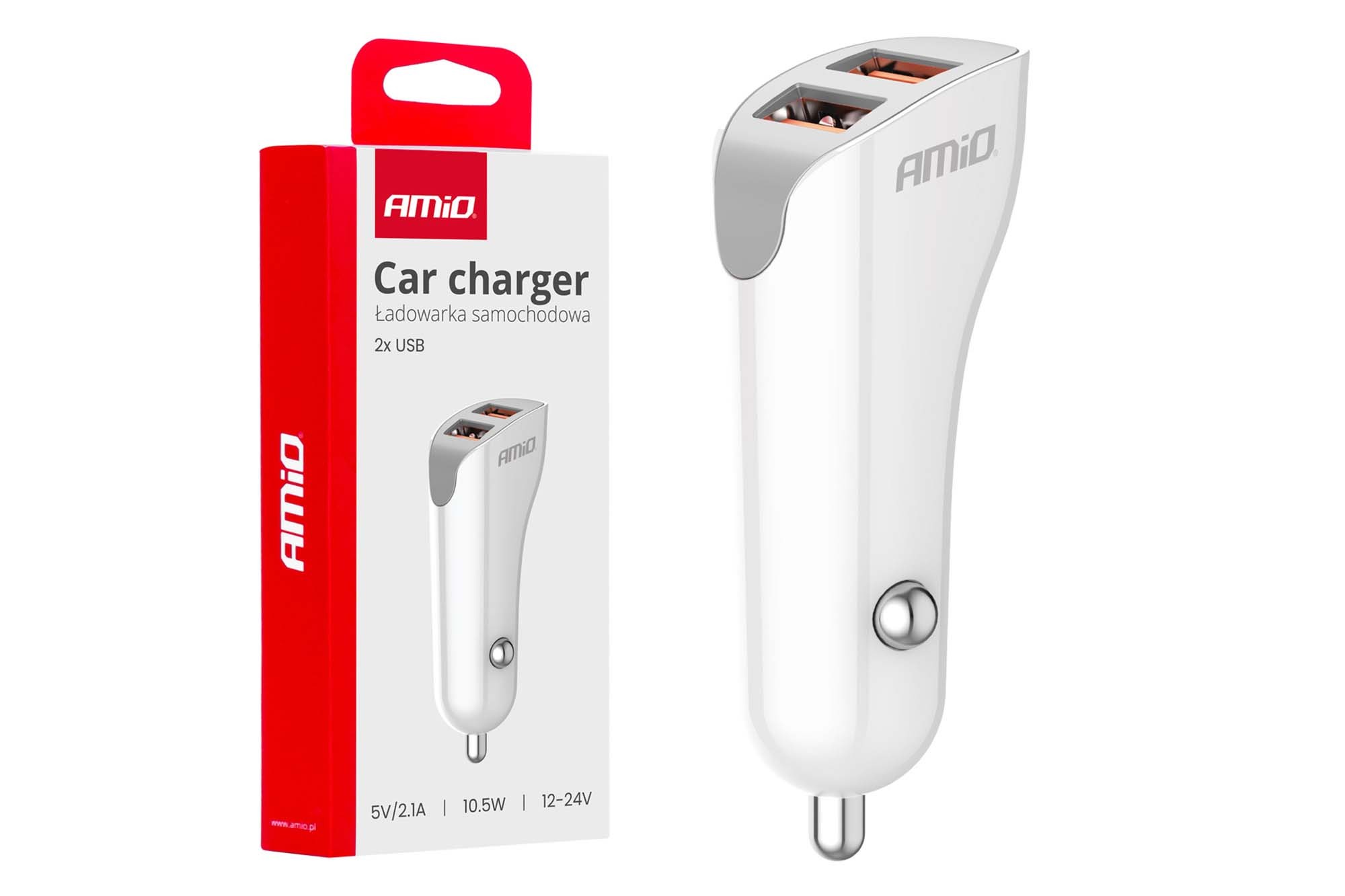 Зарядно Amio за запалка с 2 USB порта 12/24V, 10.5W, 2.1A