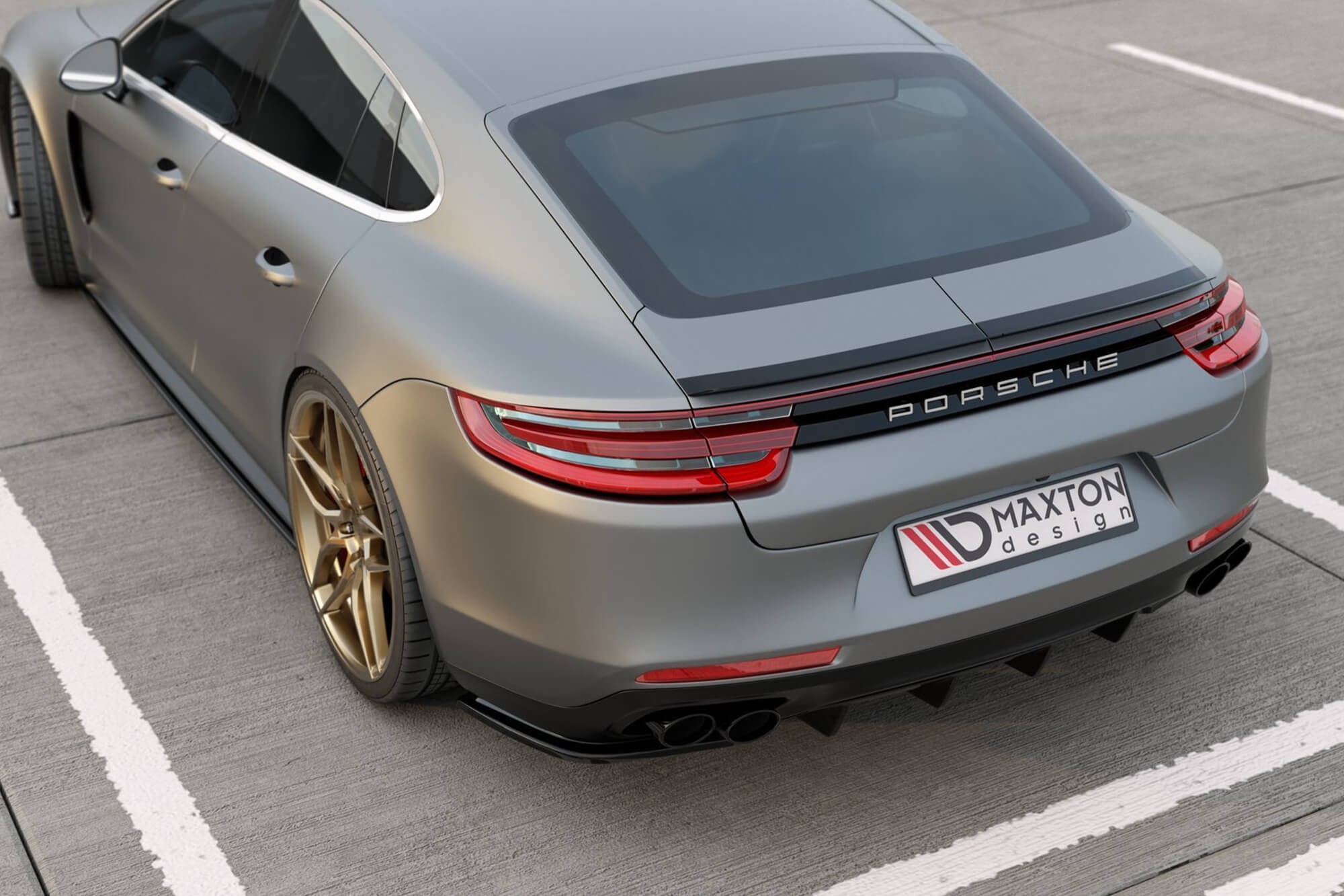 Добавка Maxton Design за дифузьор на задна броня за Porsche Panamera 971 Turbo, GTS след 2016 година, цвят карбон