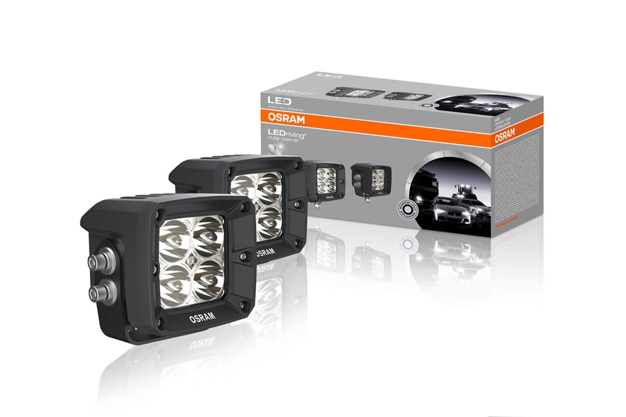 Комплект 2 броя квадратни LED барове Osram Cube VX80-SP 80x75x85mm, 6000K, 1300LM, 7.5W, 12/24V, IP67, E-mark E4